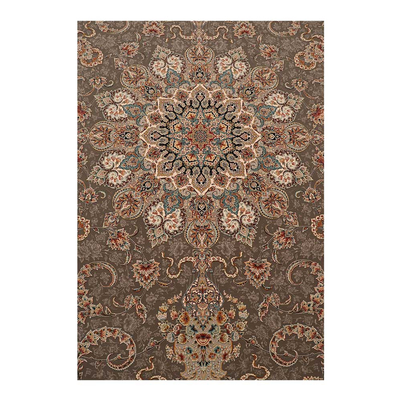 فرش ماشینی 1500 شانه زمینه طوسی حاشیه طوسی مدل ستارگان کد E500-1037