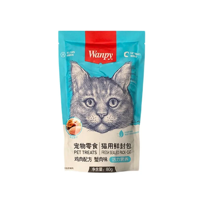 پوچ گربه ونپی مدل سفارش چین با طعم مرغ و خرچنگ وزن 80 گرم