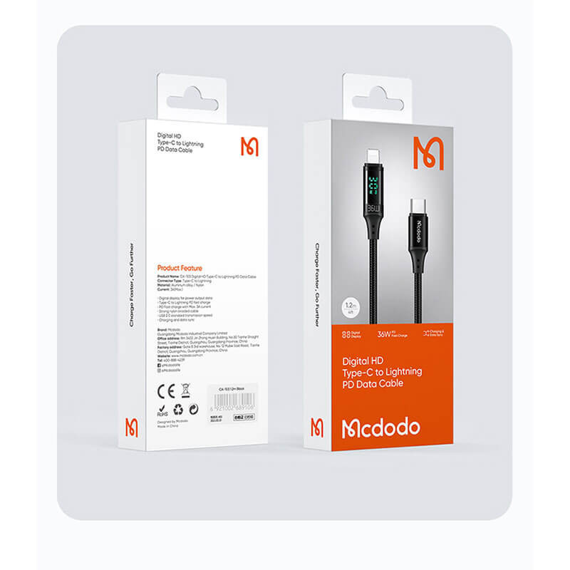 کابل تبدیل USB-C به لایتنینگ مک دودو مدل CA-1030 طول 1.2 متر