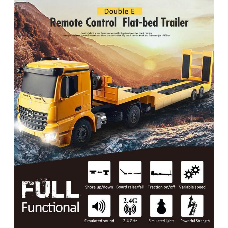 ماشین بازی کنترلی دبل ای مدل Mercedes Benz Arocs Flat Bed Trailer