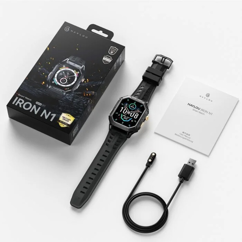 ساعت هوشمند 52 میلی‌متری هایلو مدل IRON N1 با بند سیلیکونی