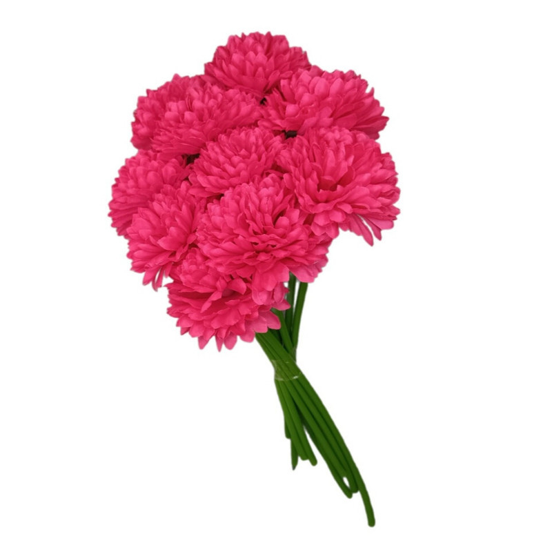 دسته گل مصنوعی داوودی 10 شاخه، جنس پلاستیک، مناسب دکور ماندگار، ابعاد 25x25x31 سانتی‌متر، وزن 300 گرم
