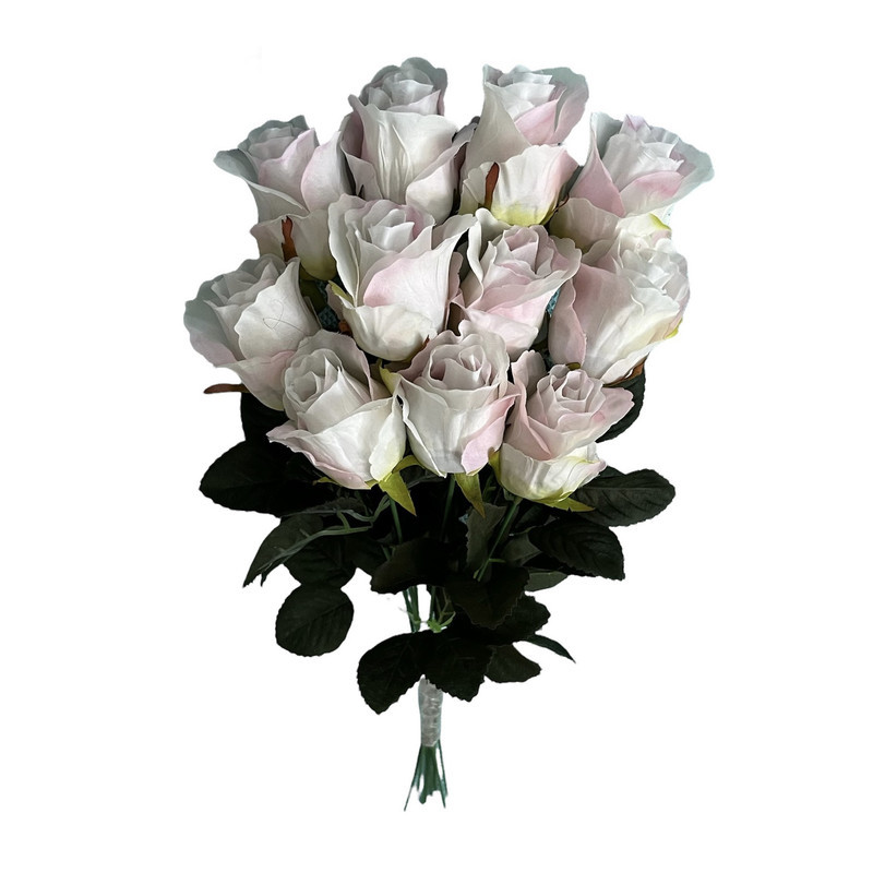 دسته گل رز مصنوعی پارچه‌ای 11 شاخه طول 45 سانتی‌متر با قابلیت شستشو و خم شدن مناسب گلدان‌های بزرگ و کوچک