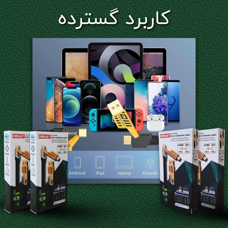 کابل تبدیل USBUSB-C به لایتنینگUSB-C میراجت مدل Jet-337 طول 1 متر