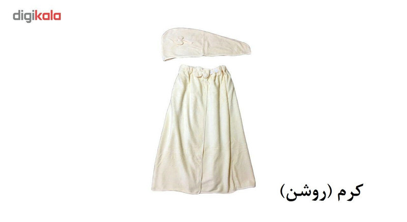 حوله استخری مدل دکلته سایز متوسط به همراه کلاه حوله ای