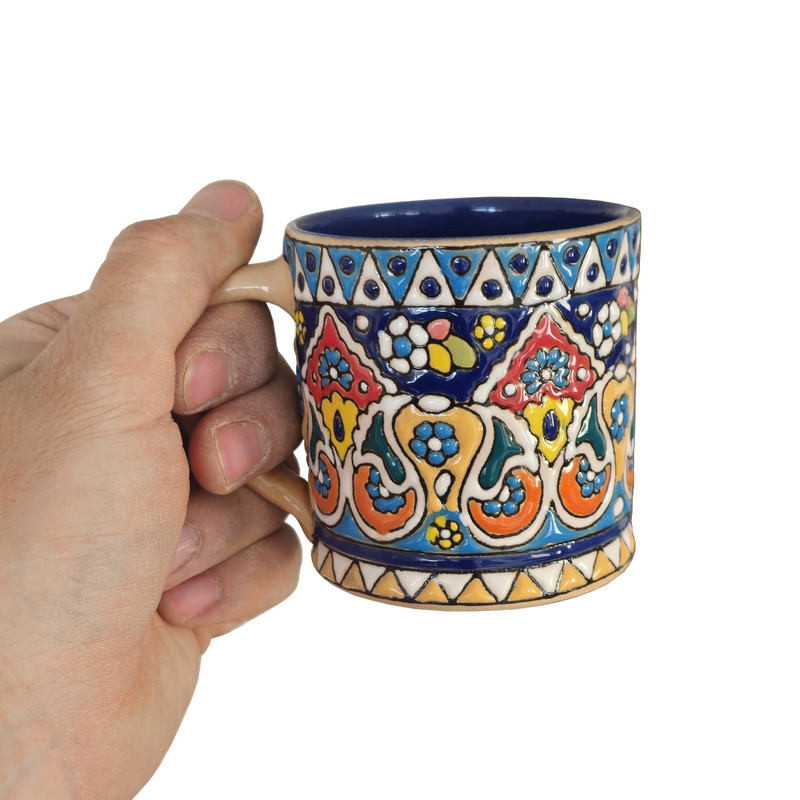 لیوان سفالی مدل میناکاری کد os