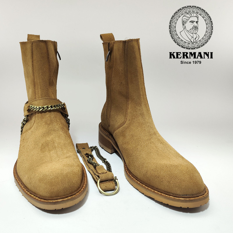 نیم بوت مردانه کرمانی مدل جیر دستدوز طبیعی کد 653