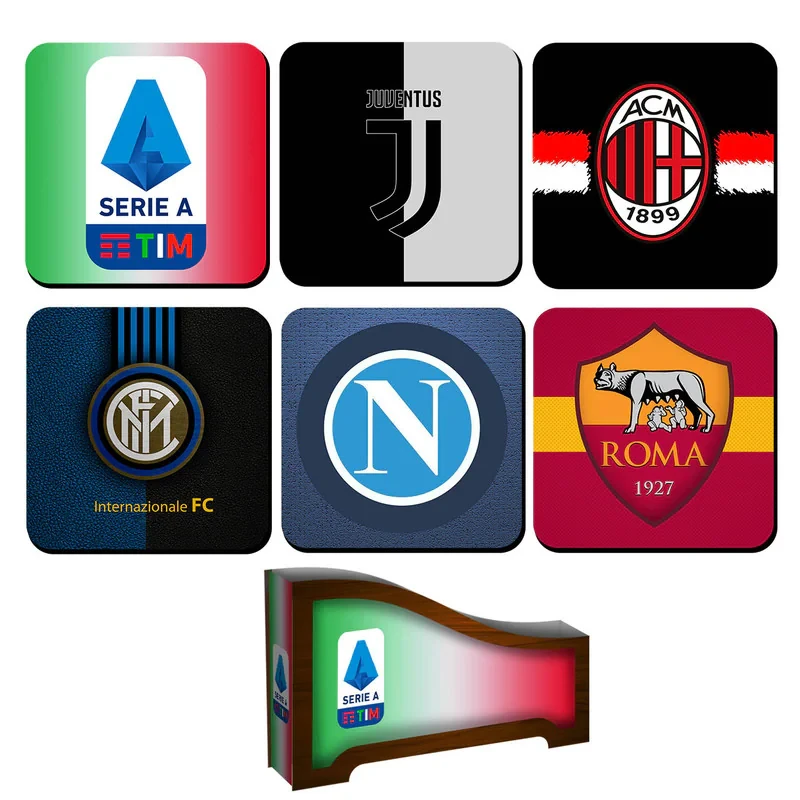 زیر لیوانی لوکسینو مدل لیگ ایتالیا Serie A بسته 6 عددی