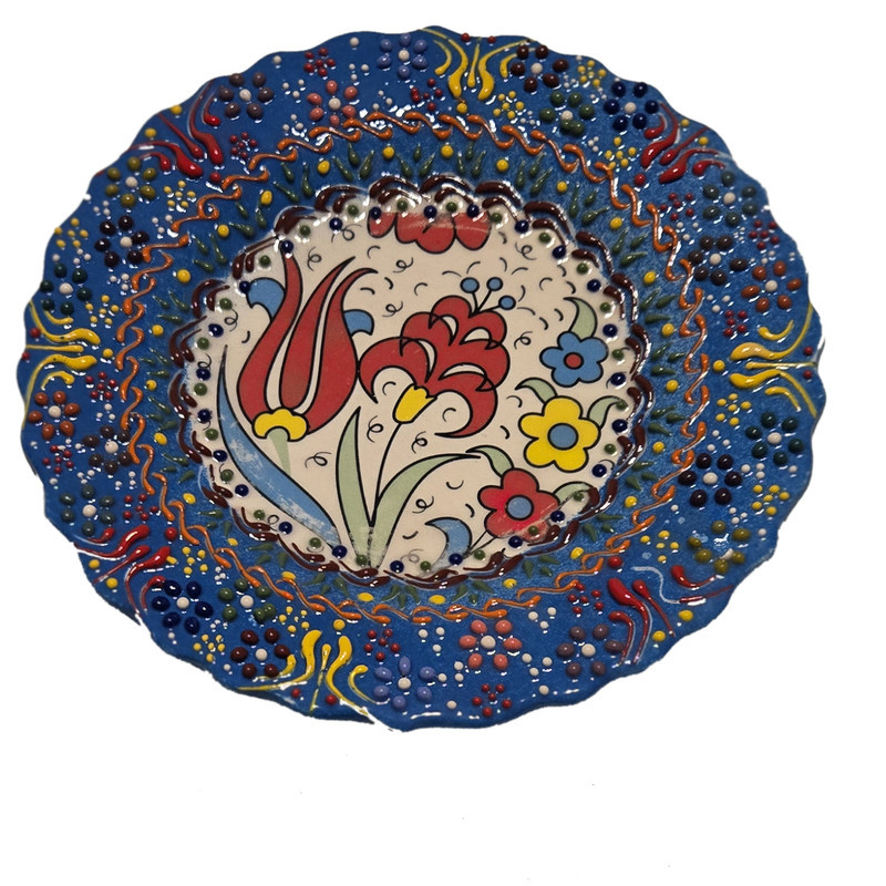 بشقاب میناکاری مدل نقش برجسته طرح لب کنگره ای کد 183 بسته 6 عددی