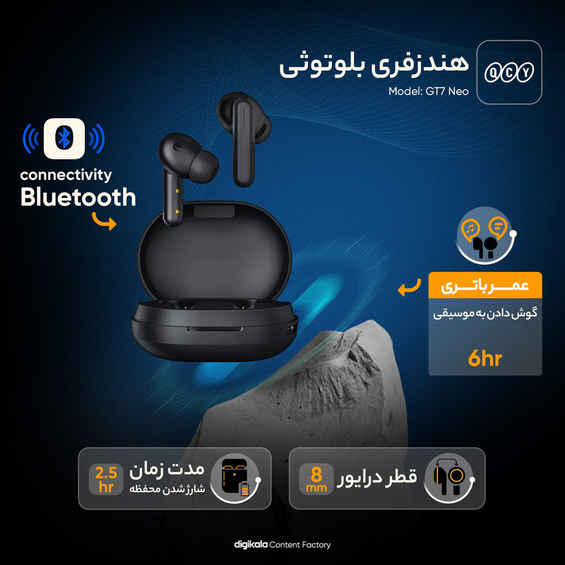 هدفون بلوتوثی هایلو مدل GT7 Neo فاقد فابلیت نویز کنسلینگ، درگاه شارژ USB Type-C، دارای پنل کنترل لمسی، مقاوم در برابر رطوبت و عرق