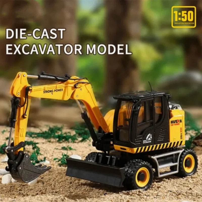 ماکت ماشین ناب سل مدل بیل مکانیکی راهسازی فلزی هوینا کد 1725 HUINA EXCAVATOR