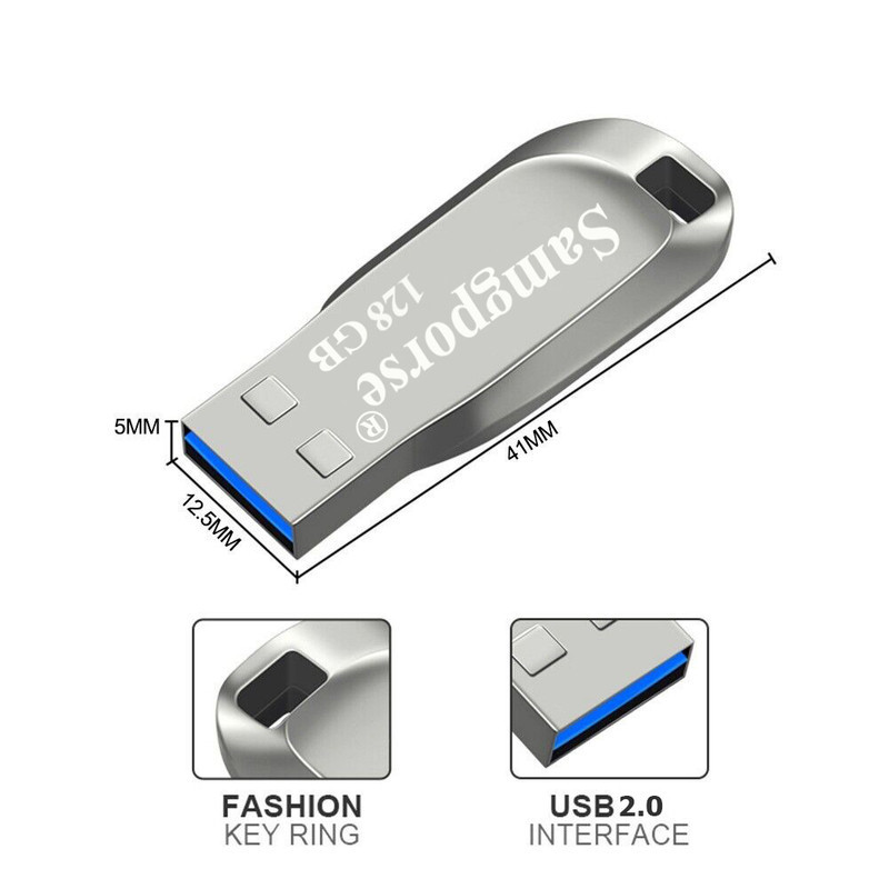 فلش مموری فلزی سمگپرس مدل HIGH SPEED ظرفیت 128 گیگابایت با رابط USB 2.0، سرعت خواندن 20 مگابایت بر ثانیه، طراحی بدون درپوش و شیار اتصال بند، سازگار با تمامی سیستم‌عامل‌ها و دستگاه‌های موبایل، کامپیوتر، لپ‌تاپ و تلویزیون