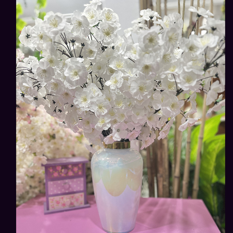 گل مصنوعی شاخه شکوفه مدل گلریزه، مجموعه 3 عددی، ابعاد 10×10×50 سانتی‌متر، وزن 100 گرم
