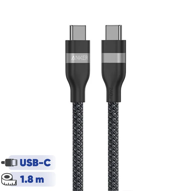 کابل تبدیل USB-C به USB-C انکر مدل A82E2 طول 1.8 متر با توان 240 وات