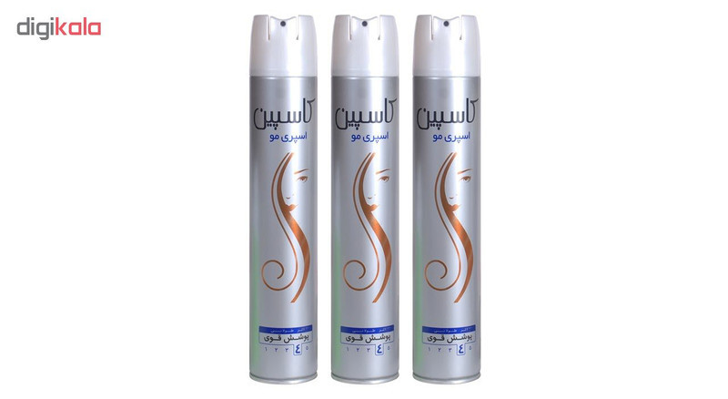 اسپری حالت دهنده مو کاسپین مدل Strong hold 4 حجم 500 میلی لیتر مجموعه ۳ عددی
