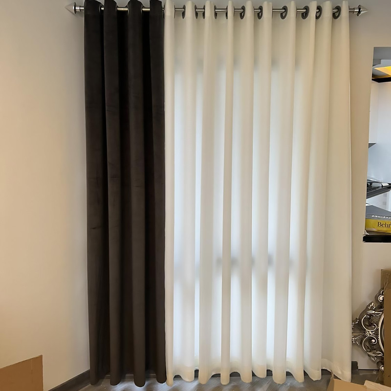 پرده مدل پانچ حریر ساده الگانت سایز 140x280 سانتی متر