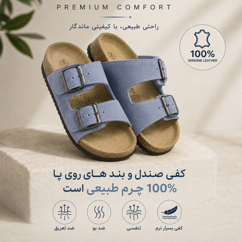 صندل زنانه اسمارا مدل فول چرم طبیعی بیرکن