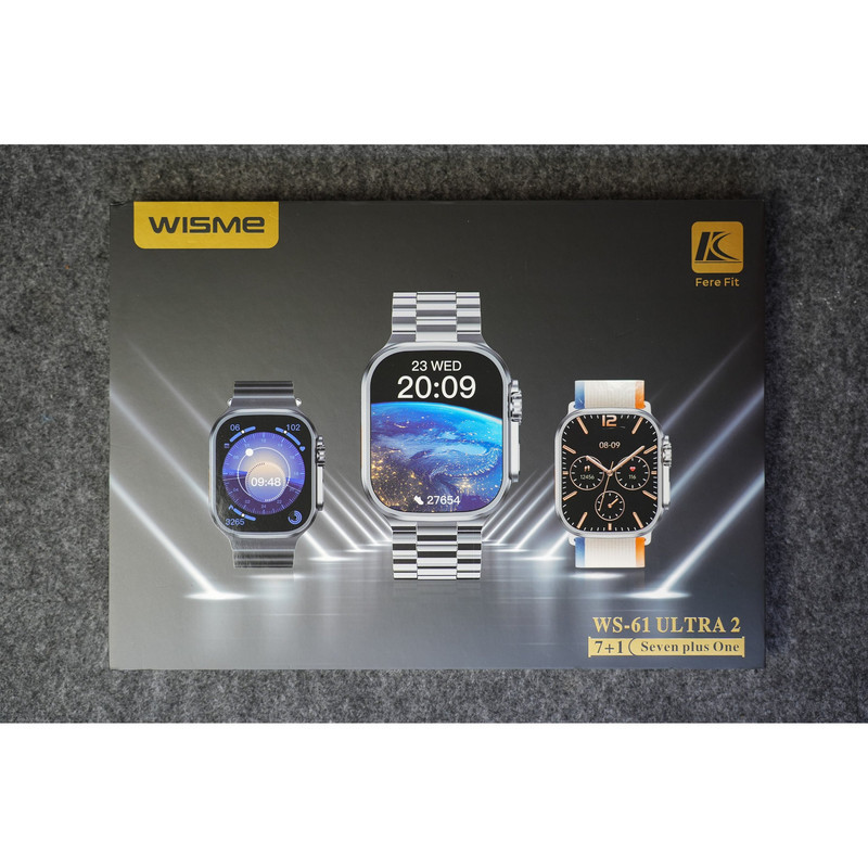 ساعت هوشمند مدل WS-61 ULTRA 2 به همراه 7 بند متنوع و شارژ بی سیم دارای دارای صفحه نمایش رنگی بند سیلیکون