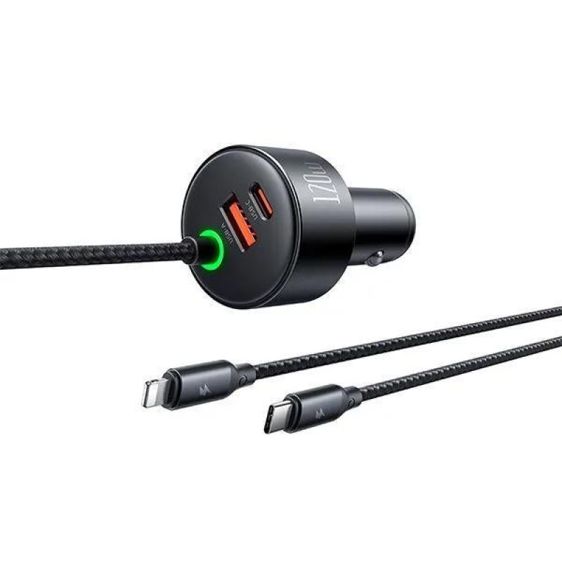 شارژر فندکی120 وات  مک دودو مدل cc-0370 به همراه کابل USB-Cلایتنینگ