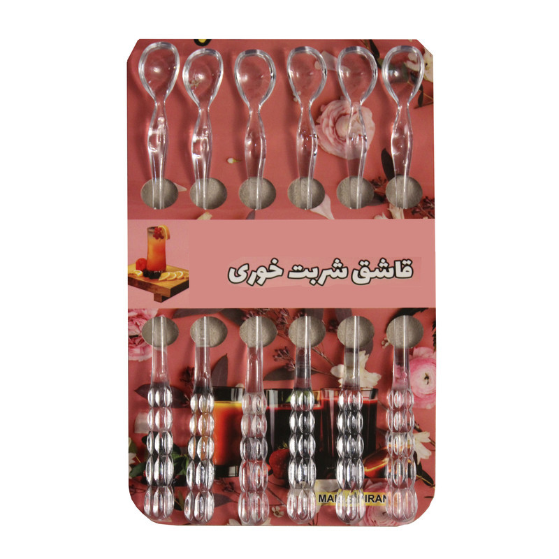 قاشق شربت خوری مدل پلاستیکی طرح کریستال بسته 6 عددی