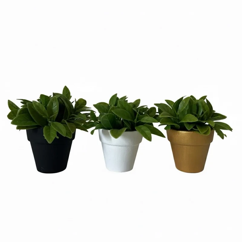 گلدان به همراه گل مصنوعی مدل سفالی کد 842 بسته 3 عددی
