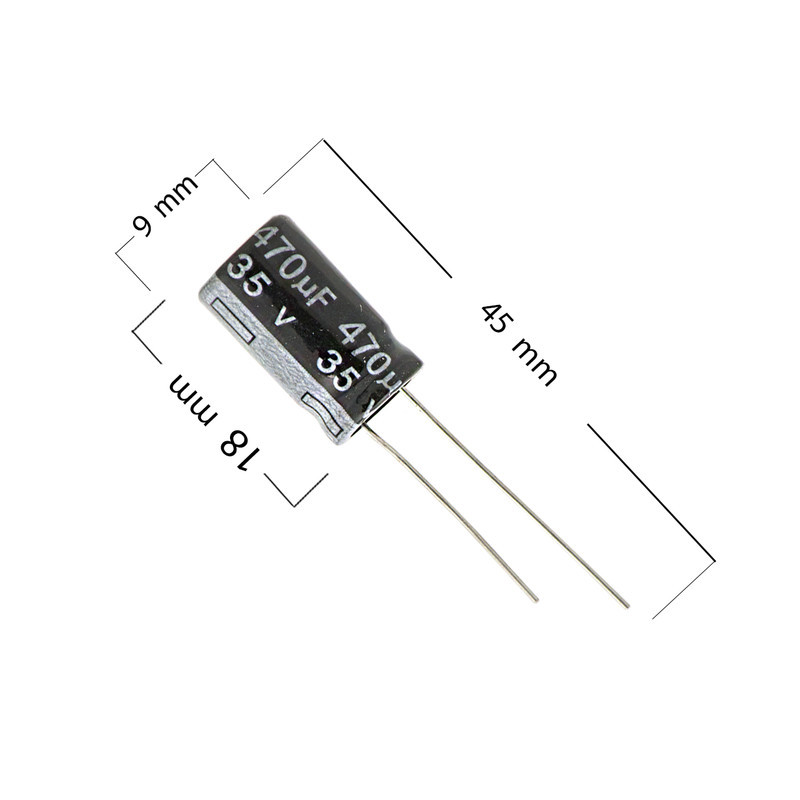 خازن الکترولیت 470 میکرو فاراد کد 35v بسته 5 عددی