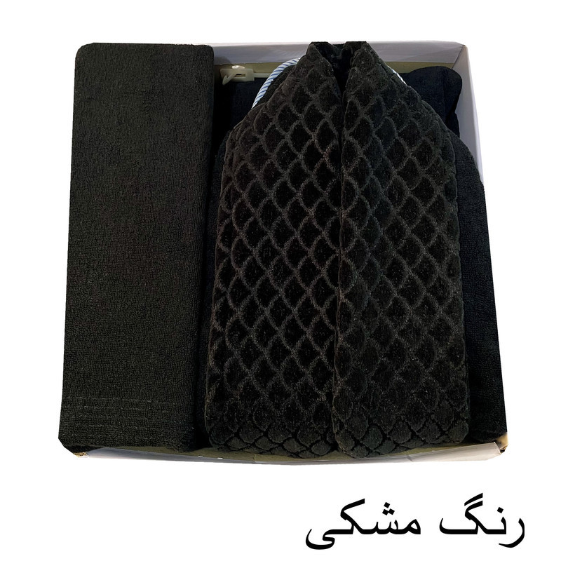 سرویس  حوله پالتویی ۳ تکه هنرمند مدل پولکی سایز ۱۲۵