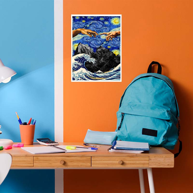 پوستر کارنيکا طرح شب پرستاره فانتزی ون‌گوگ Fantasy Starry Night Van Gogh کد 95216 مجموعه 8 عددی