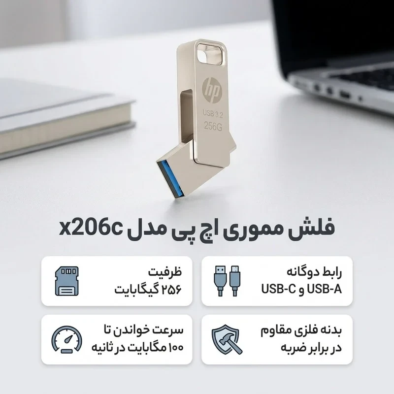 فلش مموری اچ‌ پی مدل x206c ظرفیت 256 گیگابایت