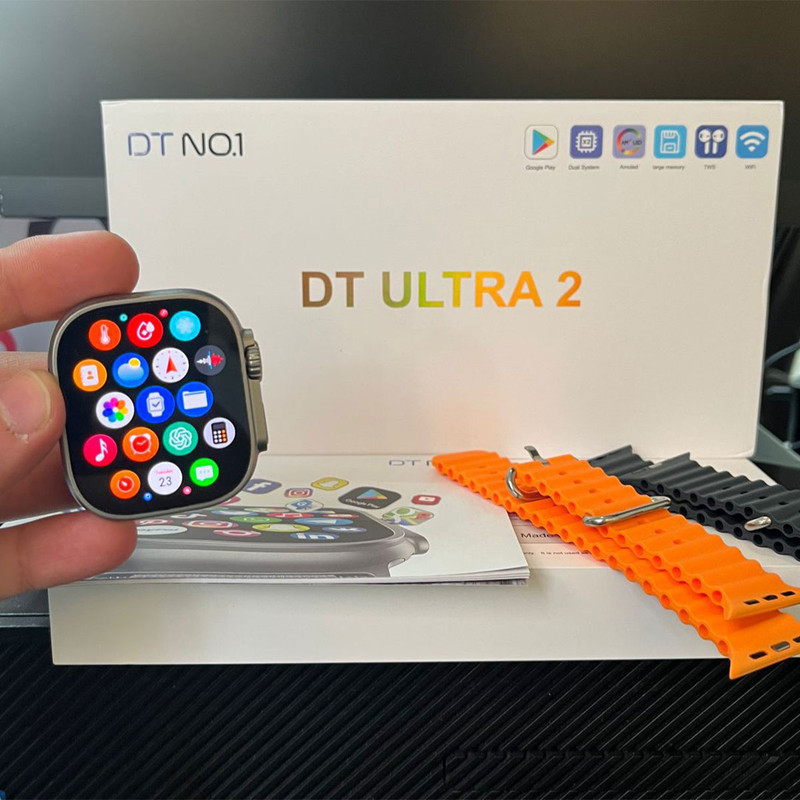 ساعت هوشمند دی تی نامبر وان مدل DT Ultra 2 با قابلیت مکالمه و سیستم عامل اندروید و بند سیلیکونی