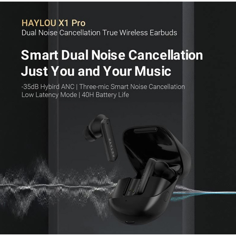 هدفون بلوتوثی هایلو مدل X1 Pro با نویز کنسلینگ فعال (ANC)، درگاه شارژ USB Type-C، دارای سه میکروفون در هر ایرباد، مقاوم در برابر پاشش آب (IPX4)