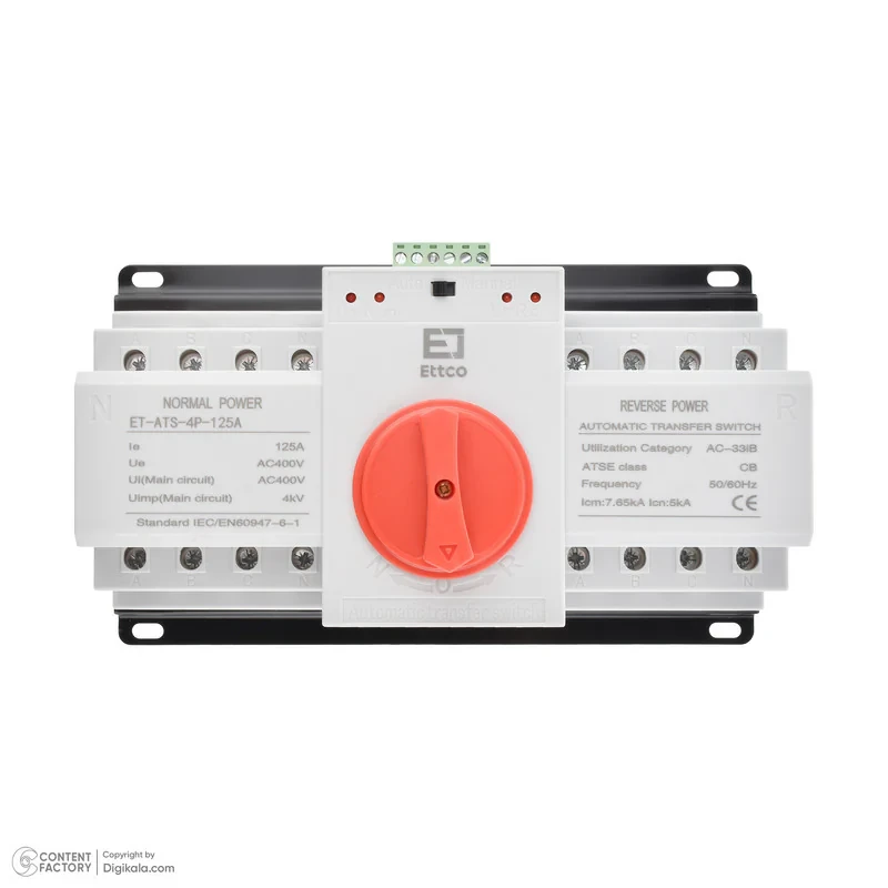 سوییچ انتقال خودکار اتکو مدل دوگانه قدرت سه فاز 125 آمپر کد ET-ATS-4P-125A