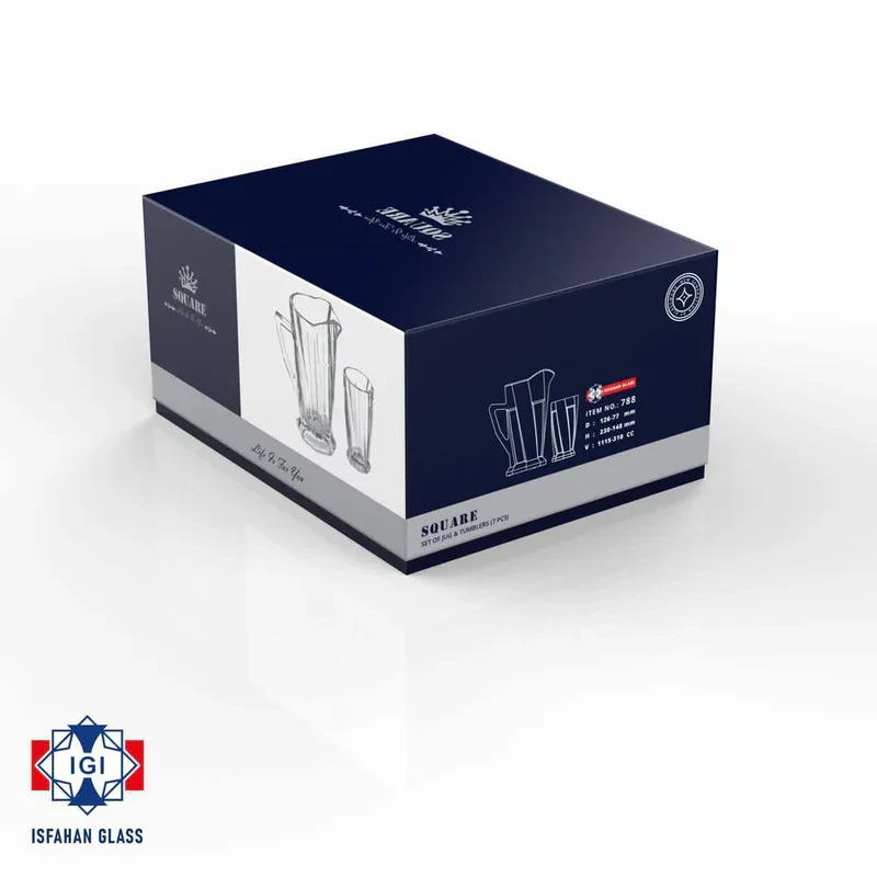 سرویس پارچ و لیوان 7 پارچه شیشه و بلور اصفهان مدل اسکوئر