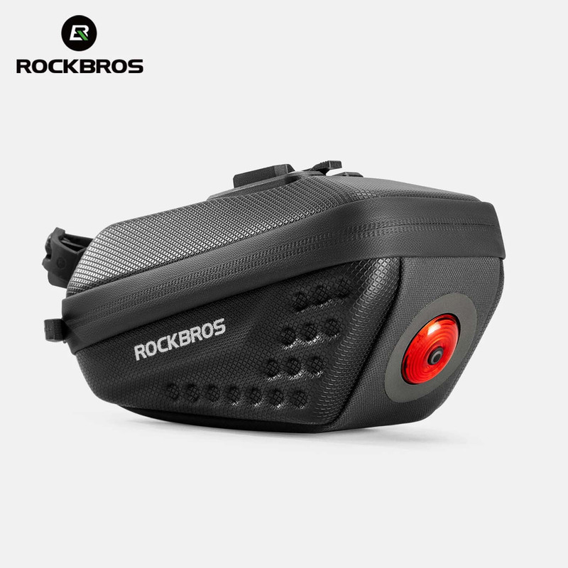 کیف زیر زین دوچرخه راک براس مدل هارد کیس چراغ دار کد 2051