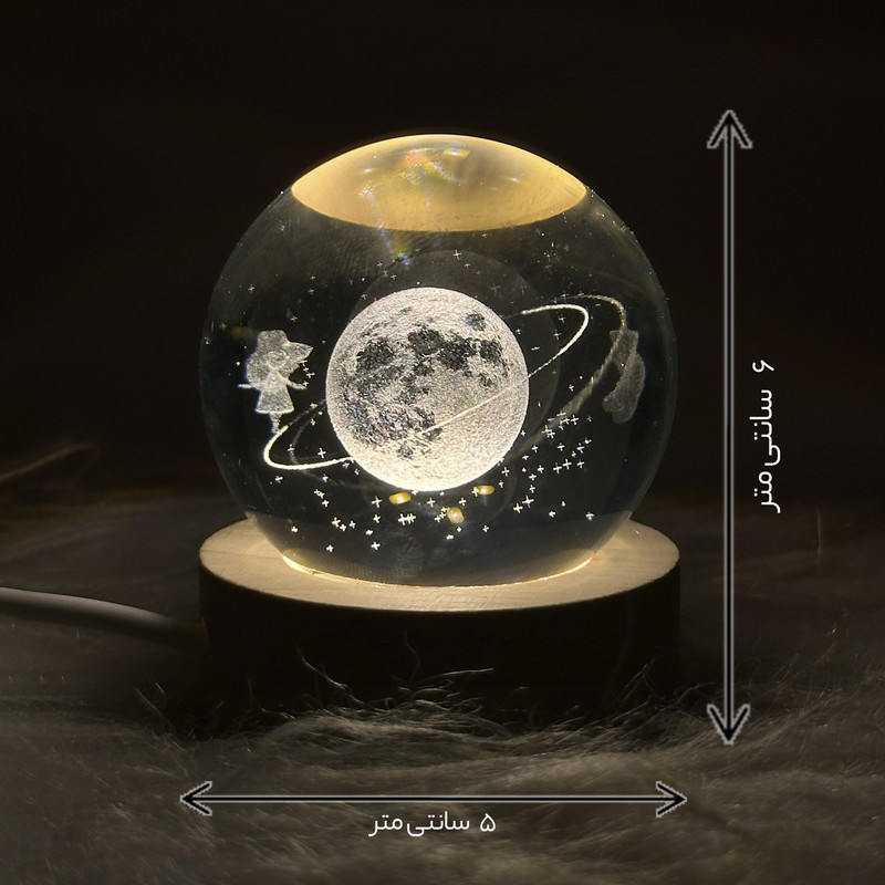 چراغ رومیزی مدل گوی کریستالی 3D طرح ماه و دختر