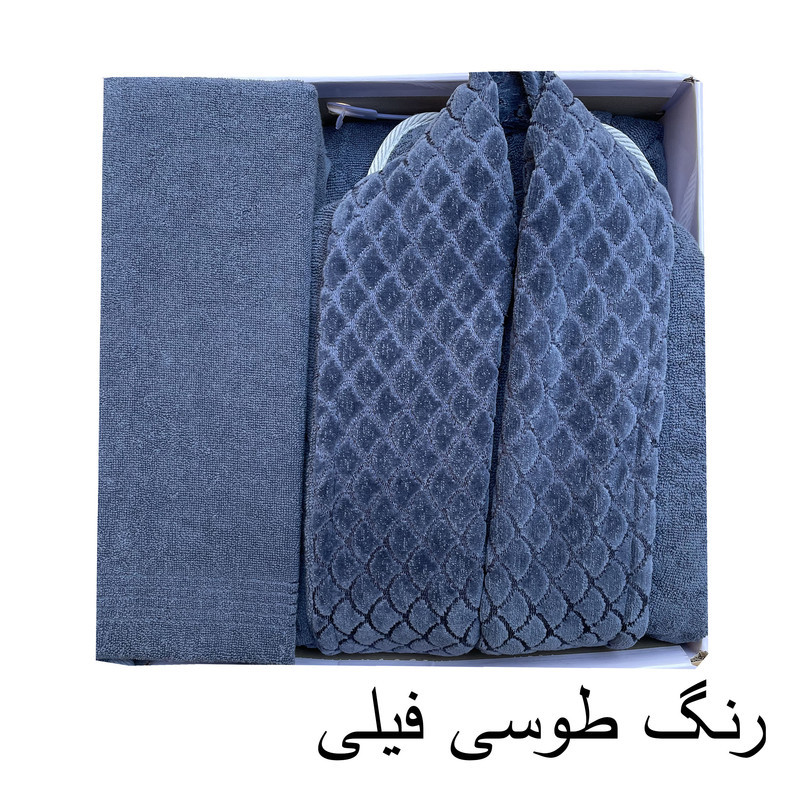 سرویس  حوله پالتویی ۳ تکه هنرمند مدل پولکی سایز ۱۲۵