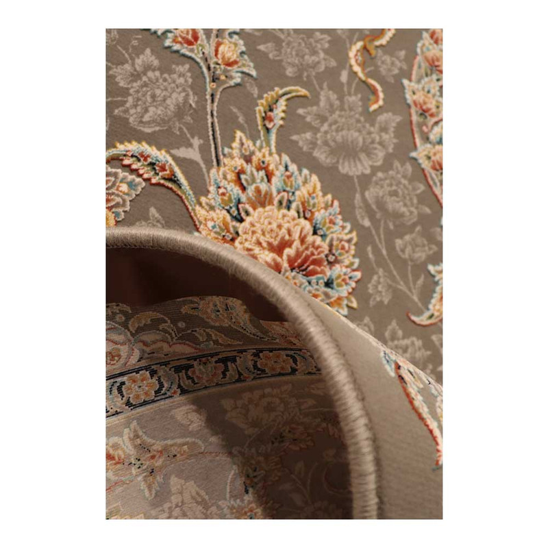 فرش ماشینی 1500 شانه زمینه طوسی حاشیه طوسی مدل ستارگان کد E500-1037