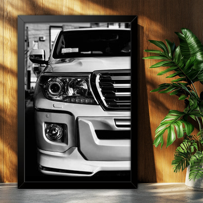 تابلو بکلیت طرح ماشین و خودرو تویوتا لندکروز Toyota LandCruiser مدل B-po1994 فریم مشکی