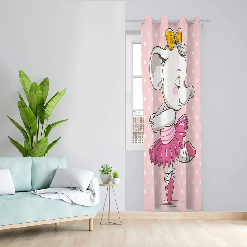 پرده مدل هازان پانچی طرح اتاق کودک دخترانه چاپی کد 2306 سایز 140x280 سانتی متر