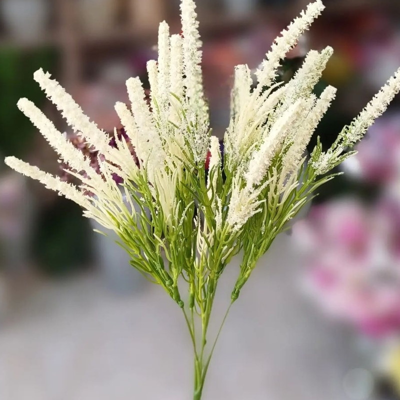 گل مصنوعی بوته‌ای ورونیکا مدل بوته ورونیکا، 5 بازو، ارتفاع 45 سانتی‌متر، جنس پلاستیک، مناسب دکور گلدان و دسته گل عروس