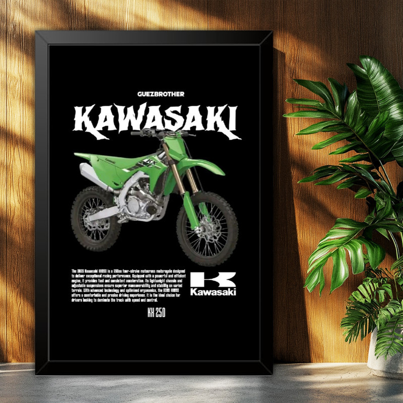 تابلو بکلیت طرح موتور کاوازاکی Kawasaki KX 250 مدل B-po1896 فریم مشکی