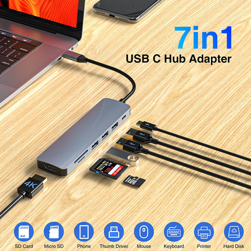 هاب 7 پورت USB-C مدل HB036