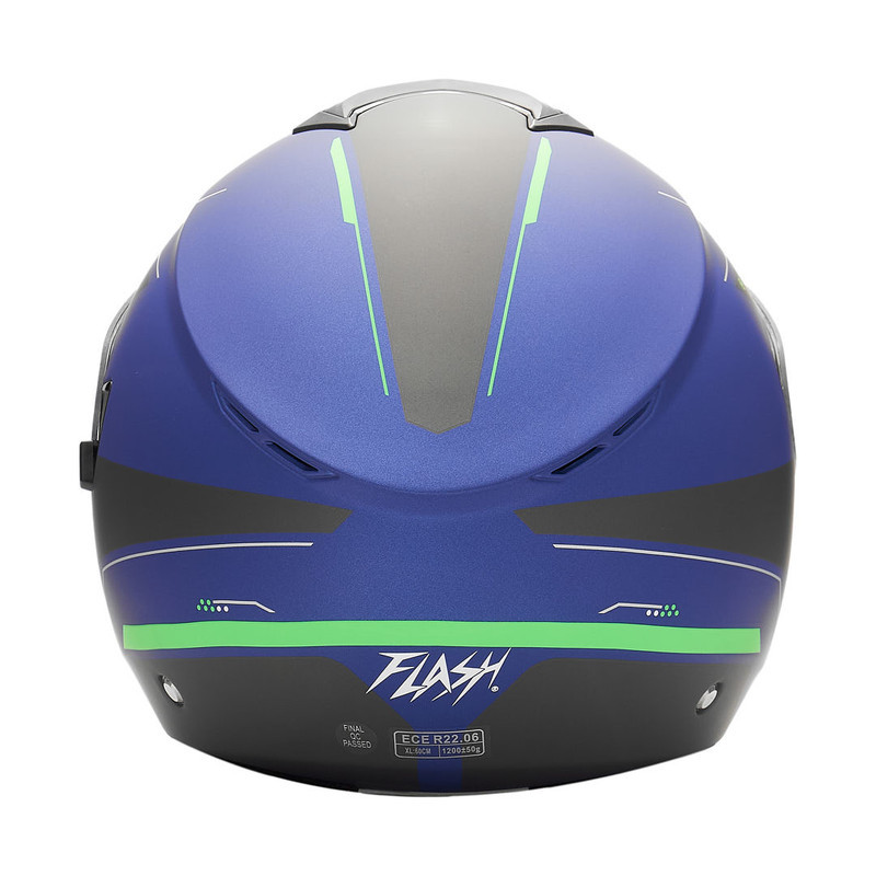 کلاه کاسکت بدون فک فلش مدل 852 matt blue-neon-green