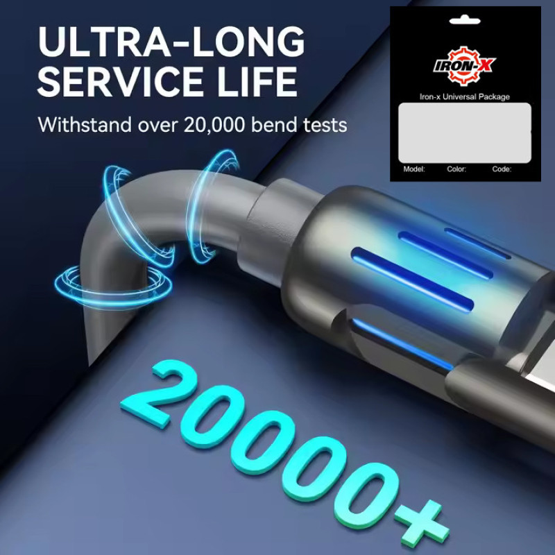 کابل تبدیل USBUSB-C به لایتنینگUSB-C آیرون ایکس مدل SUPERFAST240W 4IN1 طول 1 متر