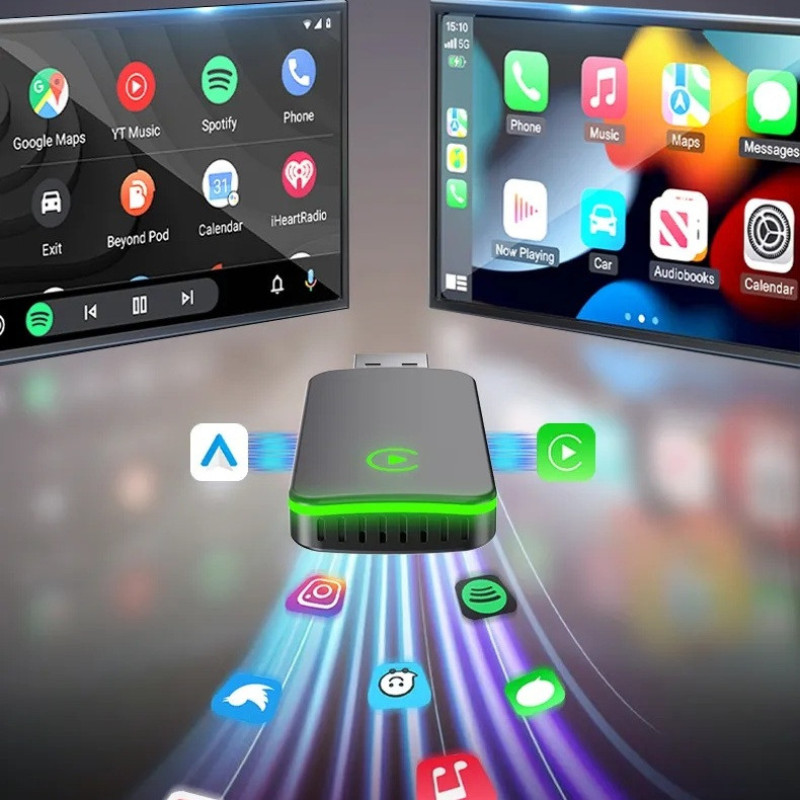 کارپلی و اندروید اتو مدل CPAA M10 2in1 CarplayAndroid Auto به همراه مبدل USB به USB-C