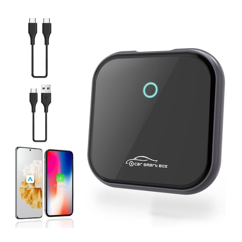 کارپلی و اندروید اتو مدل 2in1 wireless adapter به همراه کابل USB به USB-C و کابل USB-C