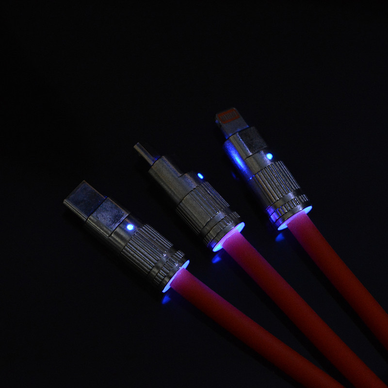کابل تبدیل USB به USB-CmicroUSBلایتنینگ مدل 017 طول 1.15 متر