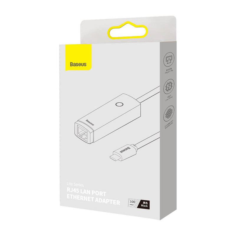 کابل تبدیل USB-C به LAN باسئوس مدل WKQX000201 100Mbps