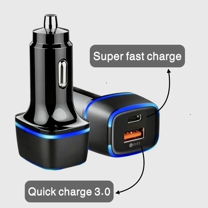شارژر فندکی 60 وات دو پورت فرست یو مدل F022 به همراه کابل USB-C