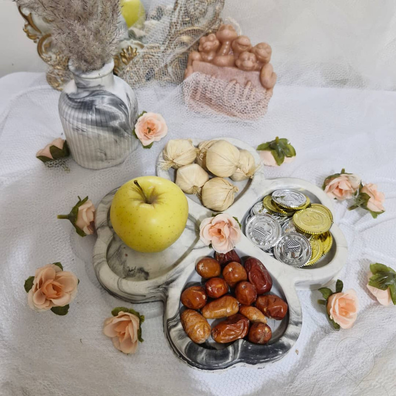 ست هفت‌سین سنگی چهار تکه مدل قلبی